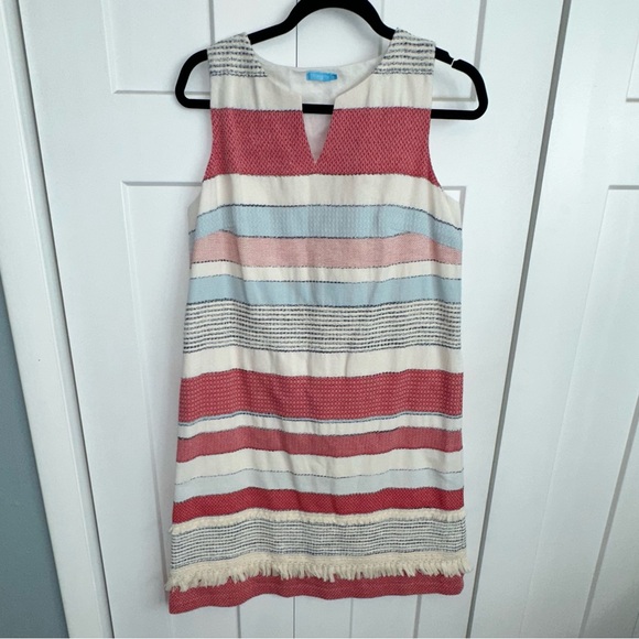 J. McLaughlin Dresses & Skirts - Women's J. McLaughlin Arroyo Sleeveless Split V Neck Striped Dress - Medium